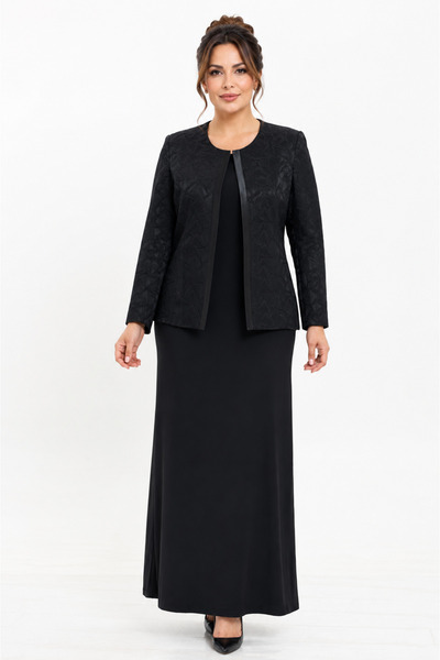 bihan store Women's Plus Size Jacketed Evening Dress Set - Y26-3981 - Black