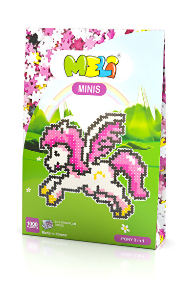 meli Set constructie creativa Minis Pony, Meli, 1000 piese, Plastic, Multicolor