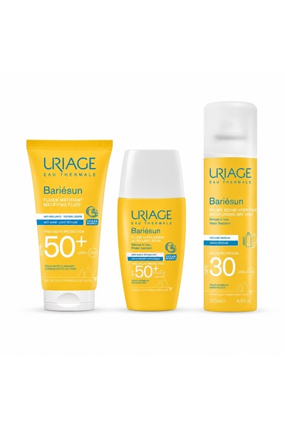 Uriage Set Bariésun SPF50+ – Fluid matifiant 50ml + Ultra-light 30ml + Spray ...