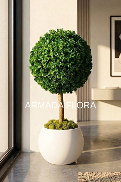 Armada Flora Yapay UV Korumalı Şimşir Top Ağacı 100 cm 27*33 cm Küre Saksılı ...