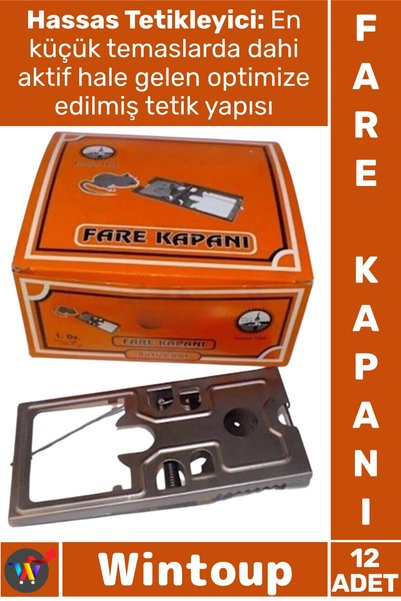 Wintoup #Kapan Paslanmaz Çelik Dayanıklı Güçlü Mekanizma Hassas Yakalama Yaylı Metal Fare Kapanı 12 Adet