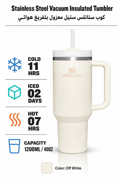Baytix HOME 1200ml 40oz Stainless Steel Vacuum Insulated Tumbler with Handle ...