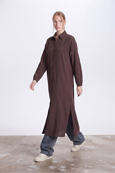 ilmek 24048 Women's Draped Comfortable Fit Ferace Shirt