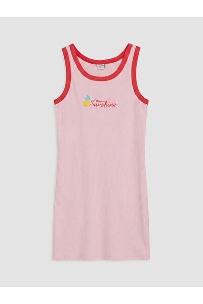 LC Waikiki Lcw Kids Pink Crew Neck Printed Girl's Dress