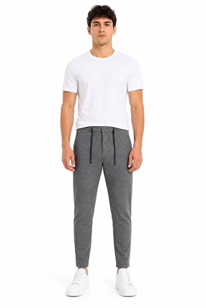 HZR wear بنطلون رياضي رجالي من القماش المرن الليكرا بقصة ضيقة مع أربطة