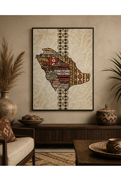 Ghaith Store لوحة جدارية كانفس خريطة السعودية التراثية الفاخرة – ديكور حائط ع...