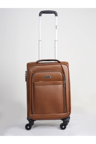 KTMC Cary-On Leather Luggage Lightweight Trolley Bag with 4 Spinner Wheels an...