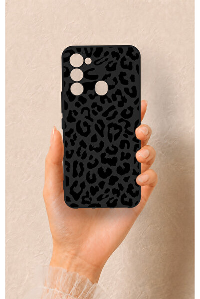 Vip Case Tecno Spark 8C Uyumlu Siyah Leopar Desenli Silikon Kılıf