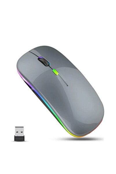 KRL Şarjlı Kablosuz Sessiz Mouse Rgb Led Işıklı Ultra Slim Usb 2.4ghz Siyah L...