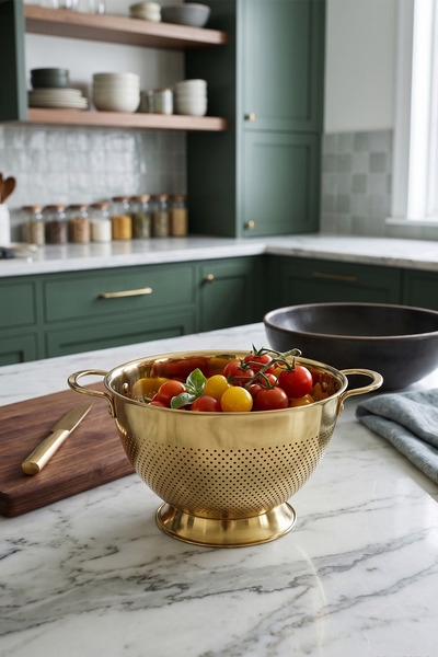 Kitchen Life Strecurătoare din oțel inoxidabil Gastro Gold de 25 cm cu mâner ...