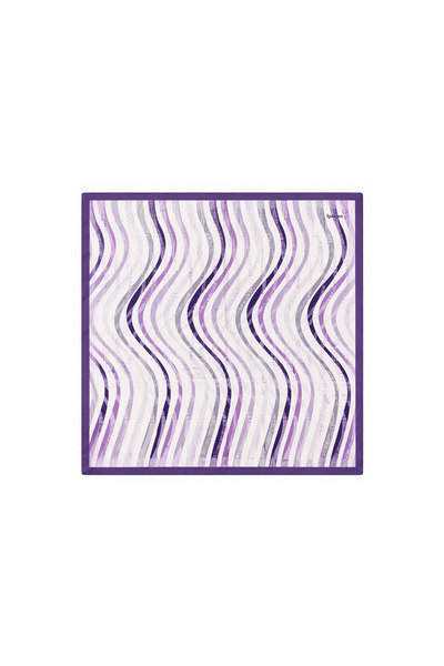 SILVOURA 90cm Lavender Wave Pattern Satin Square Hair and Neck Scarf Multi-Us...