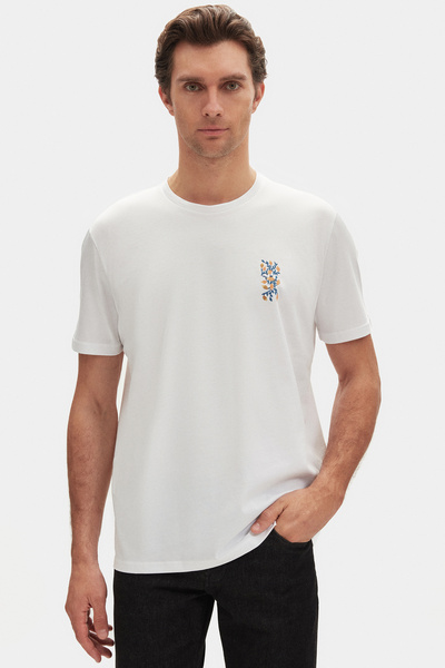 Damat Regular Fit Ekru %100 Pamuk Merserize T-Shirt