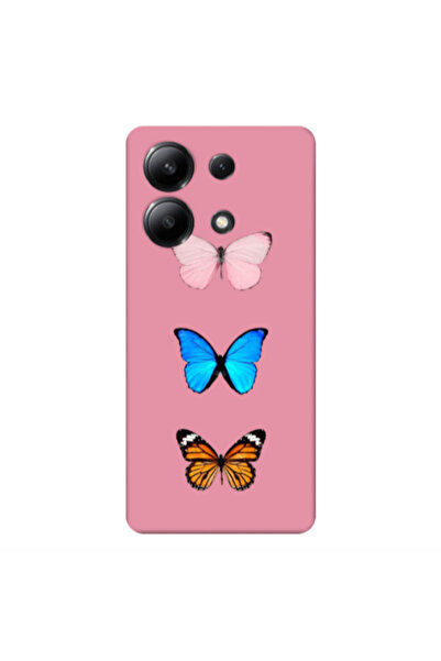 Other Xiaomi Redmi Note 13 4G Triple Butterfly Pink Colored Silicone TPU Θήκη
