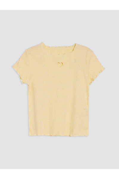 LC Waikiki Lcw Kids Yellow Crew Neck Polka Dot Girls' T-Shirt