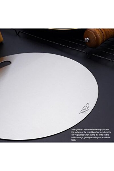 Yıldızan Pazaralanı Store Round Stainless Steel Cutting Board for Kitchen Pic...