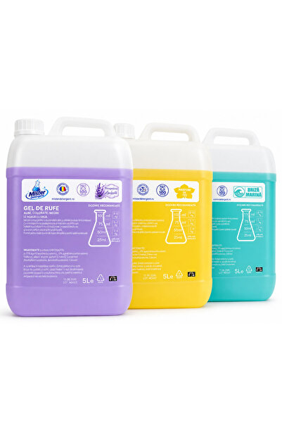 Mister Detergent Pachet 1x Parfum de tei + 1x Prospețime de Lavandă + 1 x Bri...