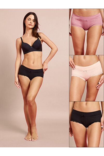 Styli Pack of 3 - Rib Cotton Full Brief with Bow Detail