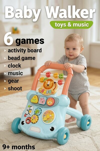 Generic 1 Plastic Anti Rollover Push Walker Activity Center Music Panel Adjus...