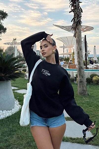 Fulla Moda Studio Printed Crew Neck Sweatshirt