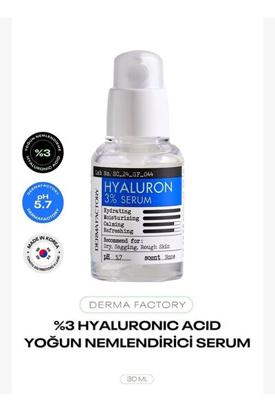 DERMA FACTORY Deeply Moisturizing Hyaluronic Acid Serum 3% Hyaluron Serum 30 ml