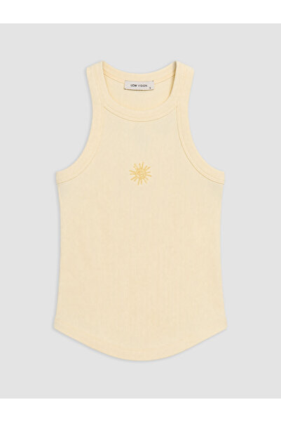 LC Waikiki Lcw Vision Yellow Halter Neck Beaded Embroidered Women's Tank Top