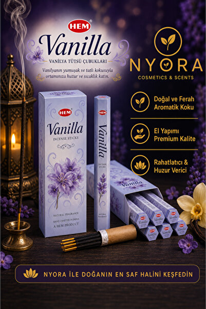 Hem Marka Vanilya Çubuk Tütsü 120 Adet 6 Paket ve Ahşap Tütsü Kayığı