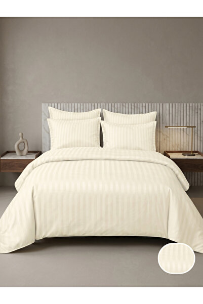 Truva Home Lenjerie de Pat Damasc 6 Piese | Cearceaf cu Elastic 180x200 cm | ...