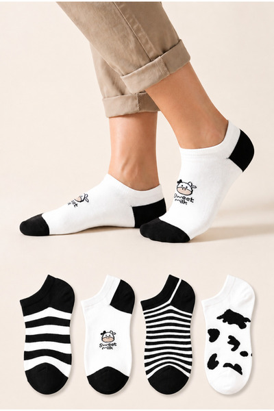 Ducks Socks Women's Cotton Seamless 4-Piece Patterned Sneakers Socks