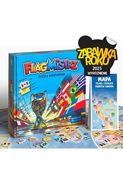 Wydawnictwo Jako Puzzle educativ harta mondială Flagmistrz steaguri și capita...