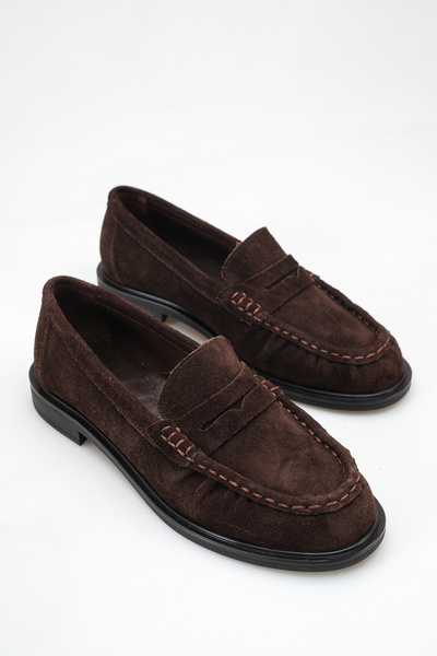 Ayakkabı Delisiyim Brown Genuine Leather Women's Loafer Shoes Non-Slip Sole V...