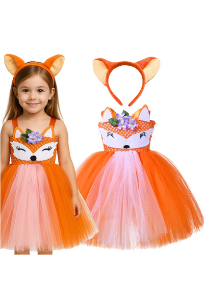 Korbi Rochie costum tutu vulpe pentru fete cu bentiță