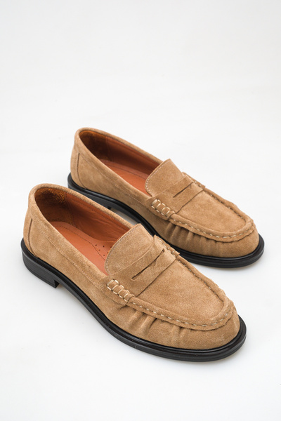 Ayakkabı Delisiyim Light Beige Genuine Leather Women's Loafer Shoes Non-Slip ...