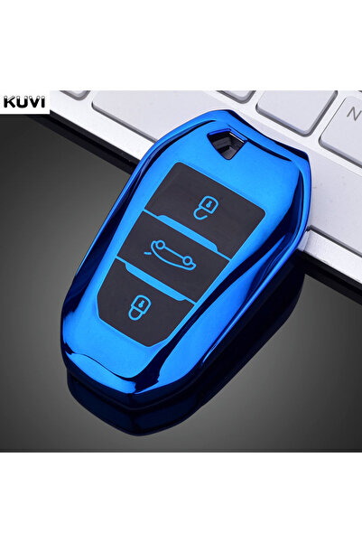 Choice3 Blue TPU Car Remote Key Case Cover Shell For Peugeot 2008 3008 4008 5...