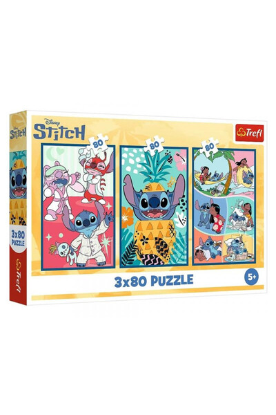 Trefl Puzzle 3x80 Stitch Lumea lui Stitch