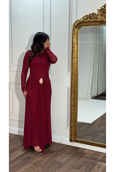 TREASUREISLAND Shiny Sequin Dress Evening Glitter Crystal Stretch Dress Long ...