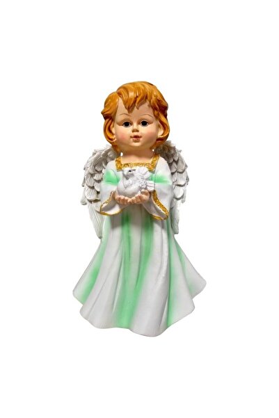 OEM Figurină Sacrua Inger cu Porumbel, rășină verde, 22 cm