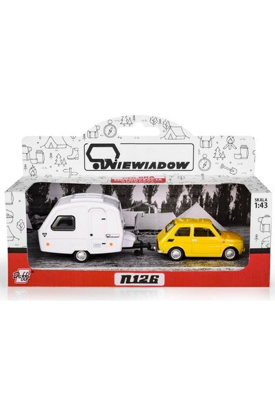 OEM Set de modele Fiat 126p cu rulota Niewiadow Kemping galben Daffi