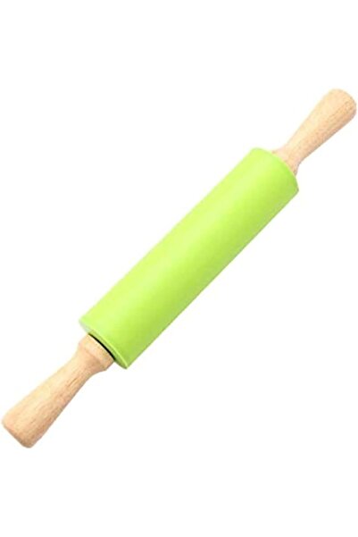 The Bros Silicone Non Stick Wooden Handle Rolling Pin (Green, LZM008, Rolling...