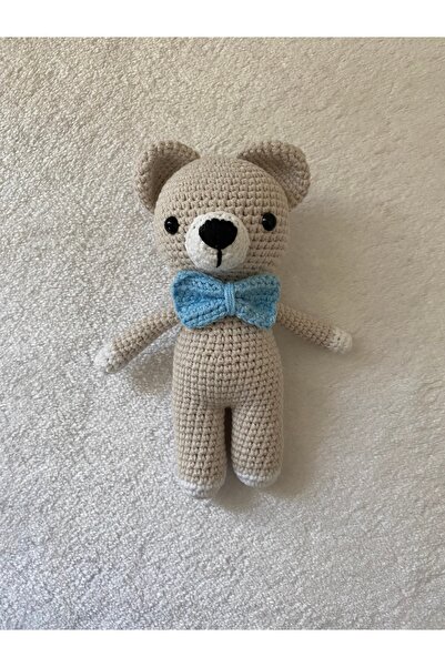 Peri Tozu Atölyesi Amigurumi ayıcık mavi fiyonklu