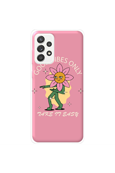 Other Samsung A72 Good Vibes Only Pink Colored Silicone TPU Θήκη