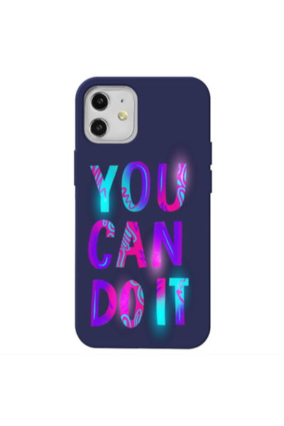Other Apple iPhone 12 You Can Doit Dark blue Colored Silicone TPU Θήκη