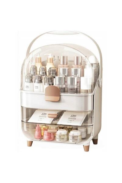 ECARLA Organizator de cosmetice, bej, 26.5x18.2x34.5cm