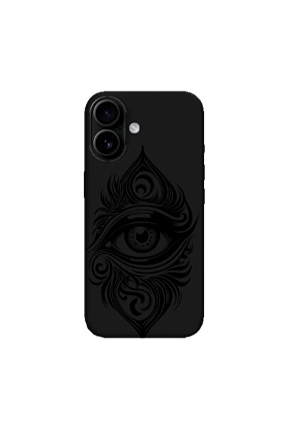 Other Apple Iphone 16 Eye patterned drawing Black Colored Silicone TPU Θήκη