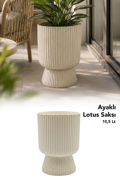 Meleni Home Ayaklı Dekoratif Lotus Saksı - Plastik İç ve Dış Mekan Kullanım Ç...