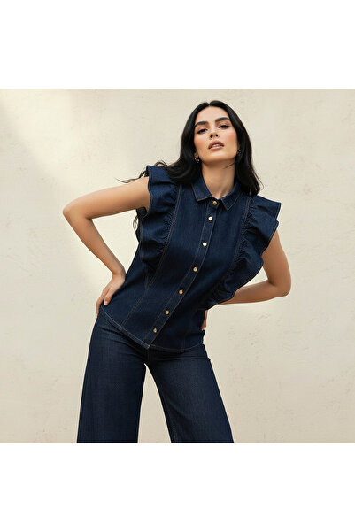 DNM Cotton Sleeveless Shirt with Ruffles