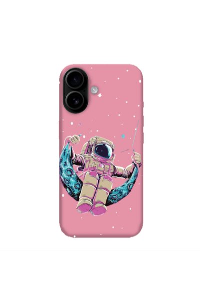 Other Apple Iphone 16 plus Astronaut swinging on the moon Pink Colored Silico...