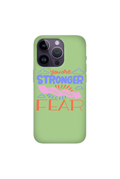 Other Apple iPhone 14 Pro Max You are Stronger Light Green Colored Silicone T...