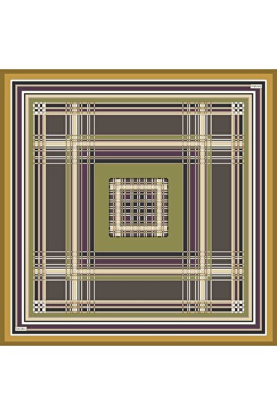 Levidor Mustard Plaid Pattern Twill Silk Scarf