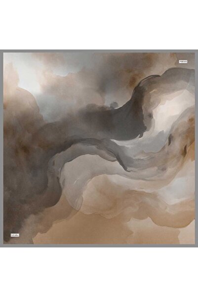 Levidor Dark Mink Watercolor Patterned Twill Silk Scarf