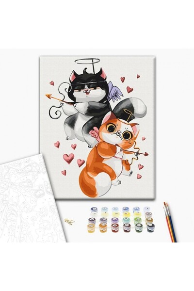 MC Micostore Set Pictura pe numere 40x50cm, Brushme - Pisicutele cupidon - pa...